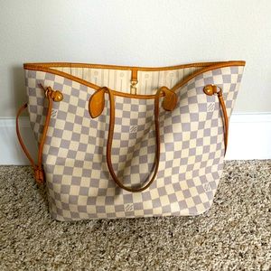 Auth. LV Neverfull MM Damier Azur Bag